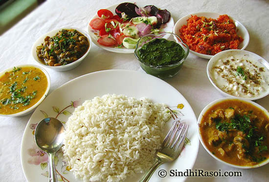 Chana paalak, jeera rice